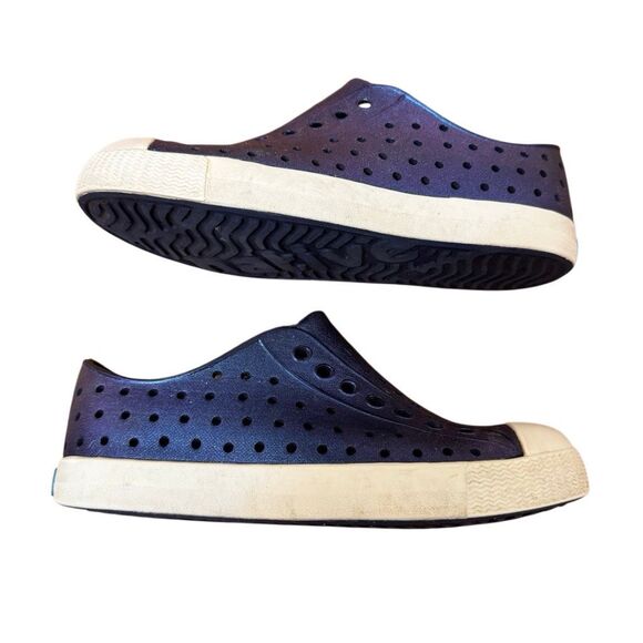 Native Jefferson Sneaker Shoes Iridescent Navy Blue / Purple Kids Size 13 - Picture 5 of 8